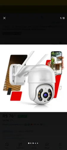 Câmera wi-fi com inteligência artificial a prova de chuva e poeira com giro 360°