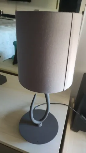 Um par de abajures com base de metal e lâmpada de led