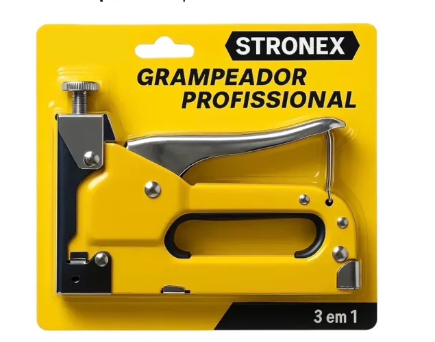 Grampeador Tapeceiro Profissional, Alta Pressão, Compatível com 3 Tipos de Grampo