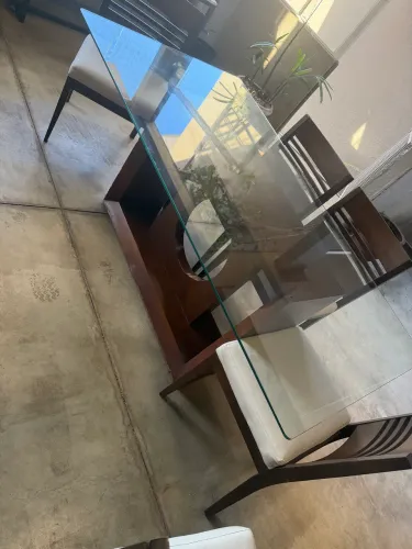 MESA DE JANTAR VIDRO 6 LUGARES