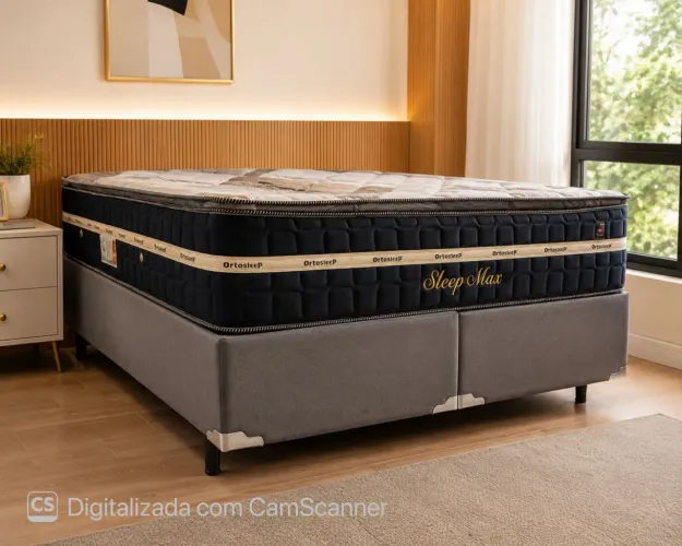 Conjunto cama box tamanho King size com mola ensacada