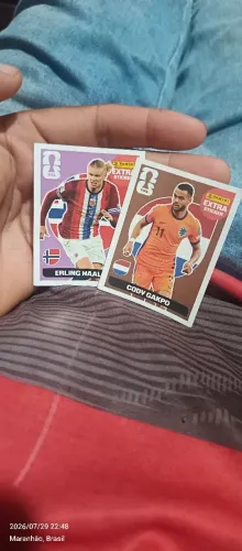 Figurinhas Extra Sticker Haaland Roxa + Cody Gakpo Bronze | Copa do Mundo 2026
