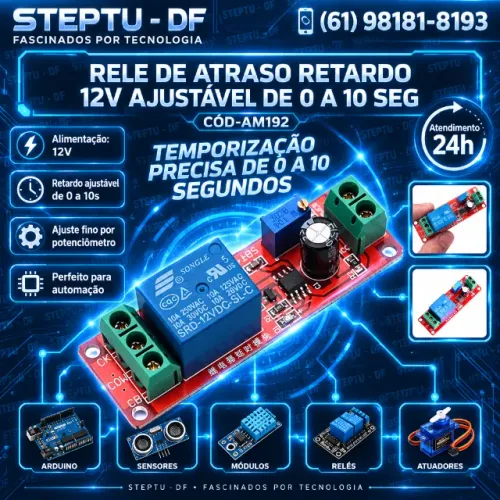 Rele De Atraso Retardo 12v Ajustável De 0 A 10 Seg Arduino Automação Robotica COD-AM192