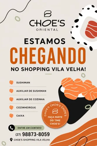 ? FAÇA PARTE DO TIME CHOE'S ORIENTAL! ?