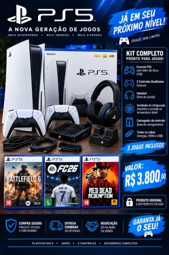 PS5 completo de tudo.
