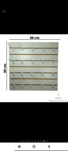 Painel Canaletado Expositor Parede Inteligente Mdf Para Loja 0,60x0,60 +  Ganchos