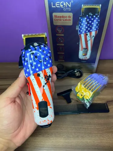 MÁQUINA DE CORTAR CABELO PROFISSIONAL SEM FIO ESTILO RETRÔ AMERICANA DL1190 LEON GTS