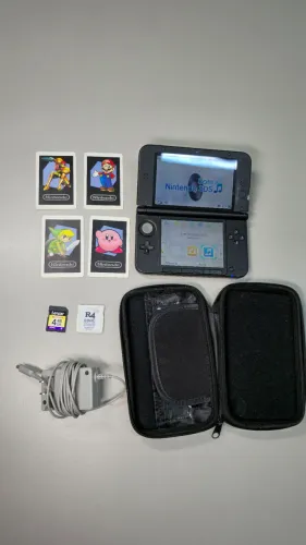 Nintendo 3DS XL Vermelho Completo + Cartão R4 + Case + Carregador Impecável!