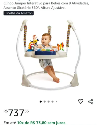 Clingo jumper interativo para bebês com 9 atividades, assento giratório 360°, altura ajust