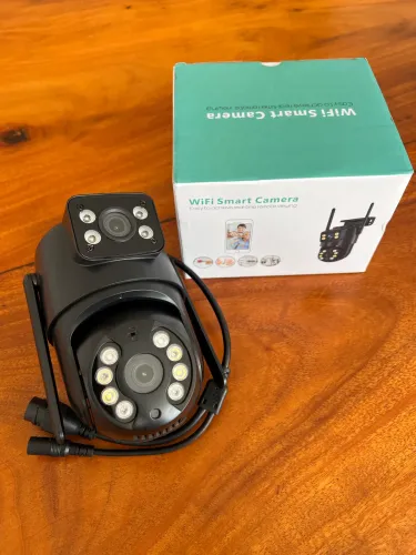 Câmera Dupla Lente 4K Wi-Fi 360° com Visão Ampla e com Detecção Humana - Prova d?água