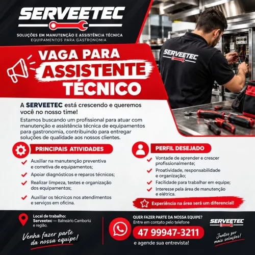 VAGA PARA ASSISTENTE TÉCNICO