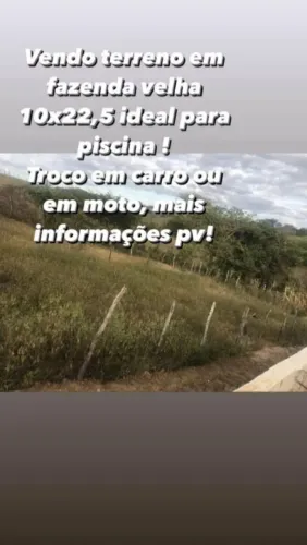 Vendo ou troco terreno 10x22.5m. Localizado na fazenda velha