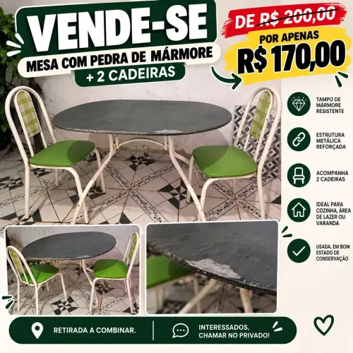 Mesa com pedra de mármore