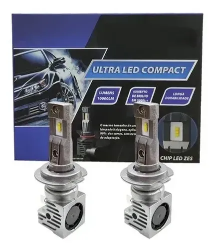 Farol Ultra Led Compact Chip Zes 6000k 10 Mil Lumens H4 H7 H8 H11 Hb3 Hb4