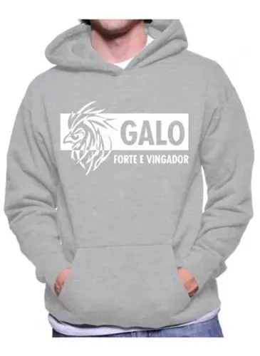 Moletom Canguru Galo Forte e Vingador Cinza P, M e GG