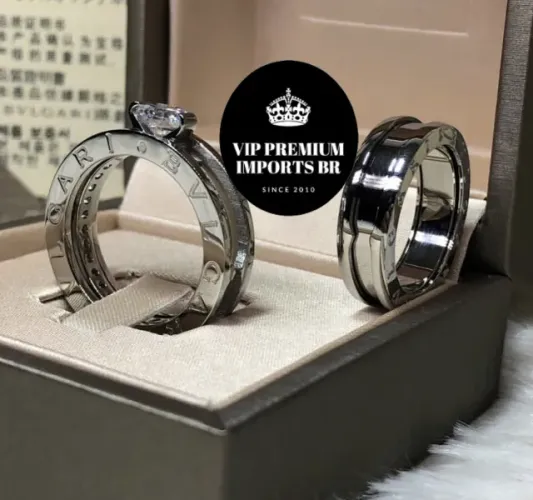 Aliança anel Bvlgari luxo com caixa original brinde