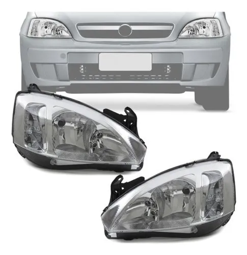 Farol Principal Chevrolet Corsa II 2008 a 2012 Cromado - Arteb 