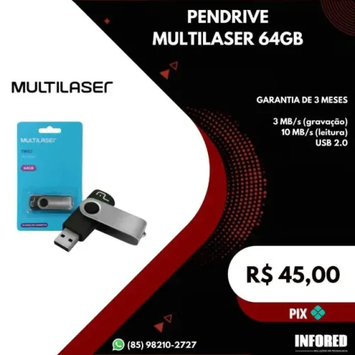 Pendrive multilaser 64GB