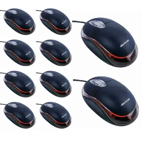 ATACADO | Kit 10 Mouse Básico com Fio Óptico - Fazemos Entrega