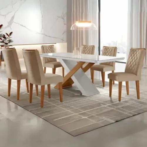 Mesa imperatriz 6 cadeiras jade (ENTREGA RÁPIDO)