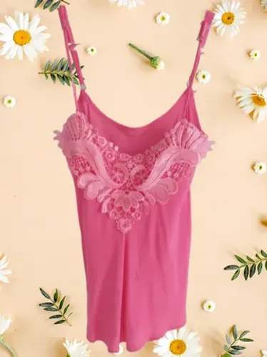 Regata alçinha rosa renda