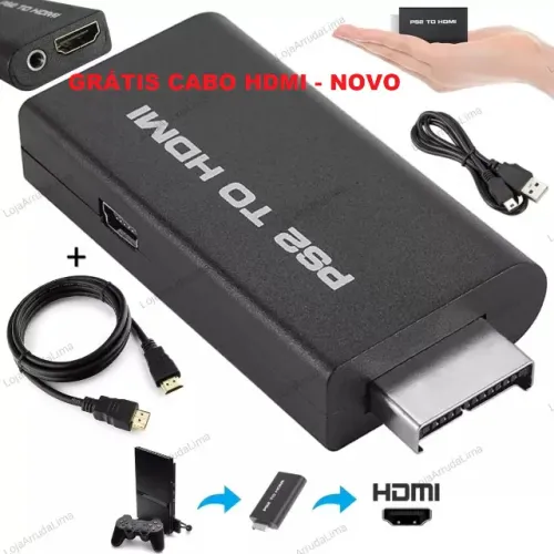 Adaptador Conversor Ps2 Audio Vídeo Av Para Cabo Hdmi-Novo lacrado