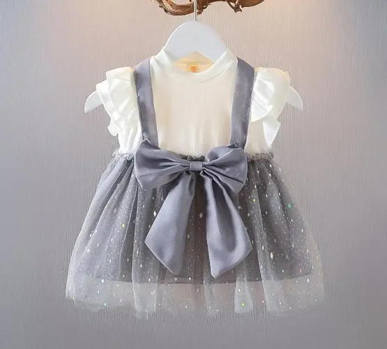 Vestido Saia De Princesa Infantil brilhoso prateado