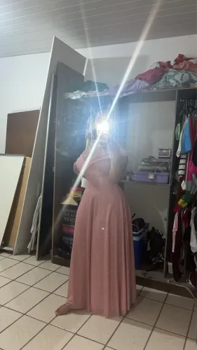 Vestido de Festa Longo Rosa com Brilho - LINDO!