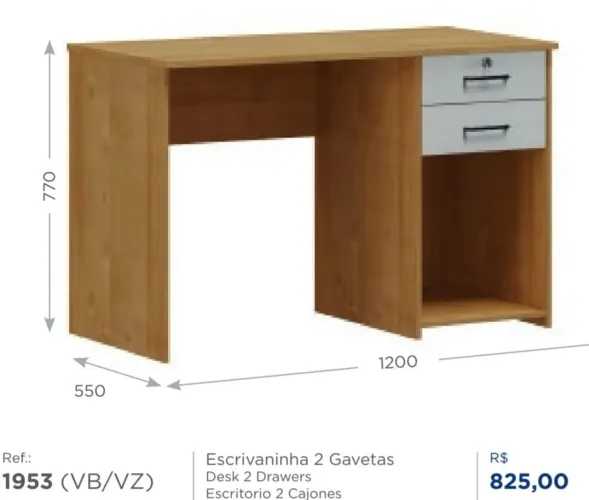 Escrivaninha madeira maciça