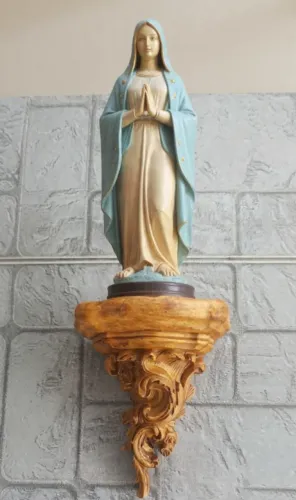 Suporte para imagem ou vaso antigo inspirada em antiguidade cor madeira clara