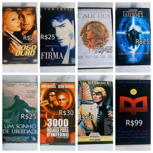 Fitas Vhs - Caligula, David Bowie, A Firma, Um Sonho de Liberdade, Madonna, Moody Blues