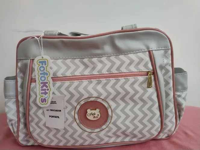 Bolsa Maternidade Fofo Kits Cinza e Rosa