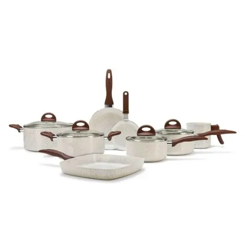 Jogo de Panelas Brinox Antiaderente Ceramic Life 8 Peças Smart Plus Vanilla