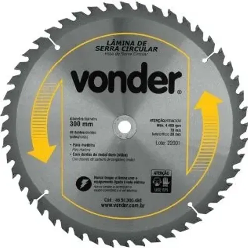 LAMINA SERRA CIRCULAR DE VIDEA VONDER 12POL 300X30X48DENTES