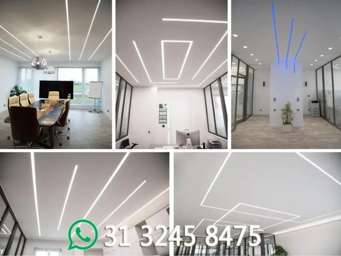 LED Perfil Embutir Gesso Barra 2 Metros Alumínio