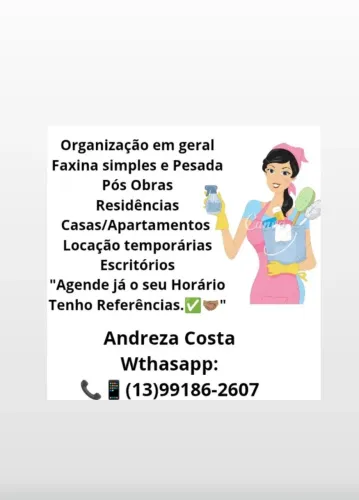 Ofereço meus serviços de Faxineira e Diarista 