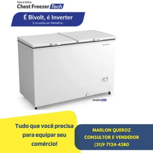 Freezer Horizontal Metalfrio Bivolt Tampa Cega 417 Litros