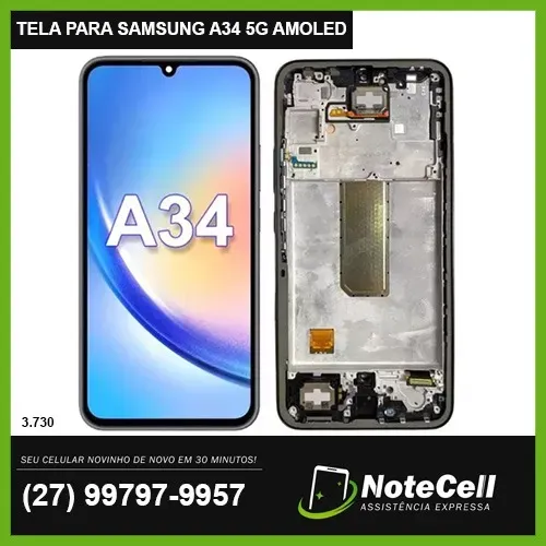 Tela Display Para Samsung A34 Amoled Original Bordas Finas Igual A Nacional 3.730