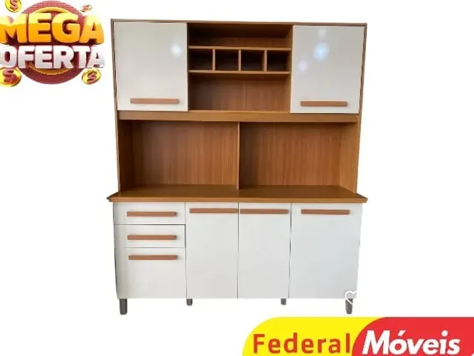 ARMÁRIO OFF WHITE DE COZINHA 100% MDF (PRONTA ENTREGA)