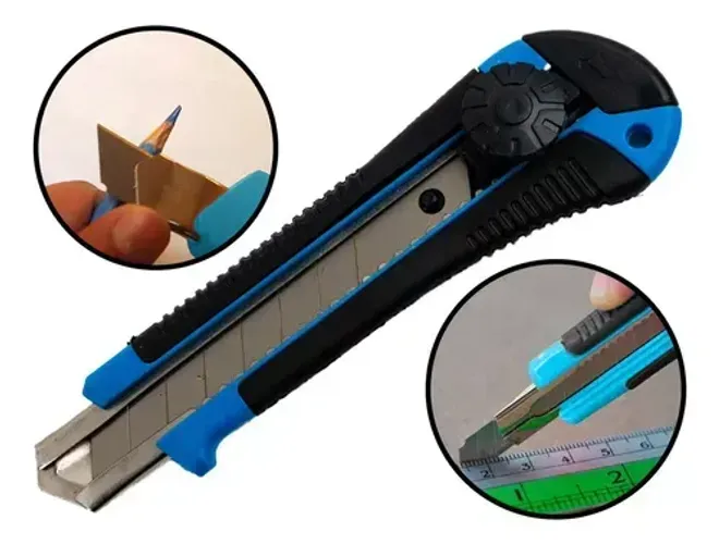 Estilete Profissional Multiuso 1 Lâmina Aço 18mm Com Trava