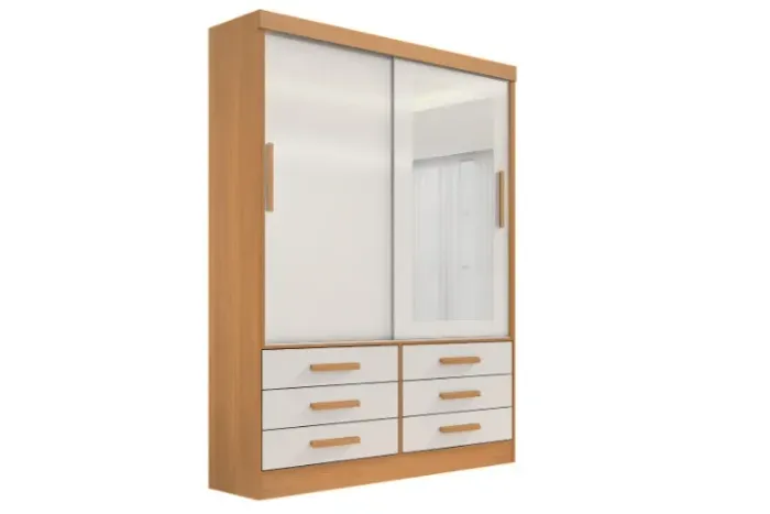 Guarda - Roupa 1,35m 2 portas, 6 gavetas