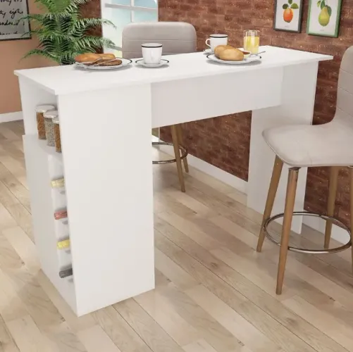 Bancada Cozinha Gourmet Ilha 136cm Branca com Adega 