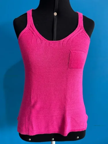 Blusa Regata Tricot Acrilico Myth Tamanho M Cor Rosa Feminina