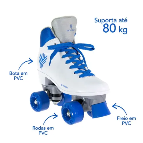 Patins Quad Retrô Basic Branco e Azul Bel ( PRONTA ENTREGA)