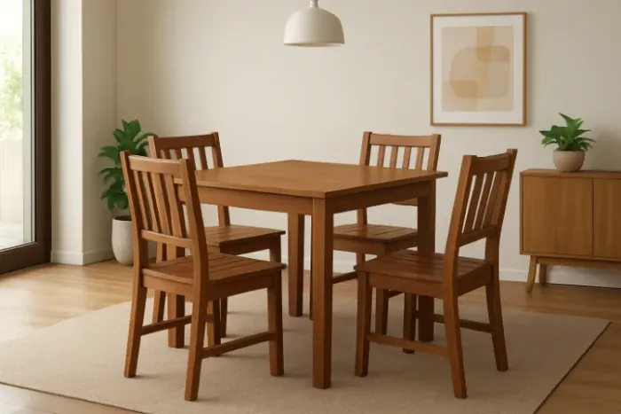 Mesa de Madeira Maciça + 4 Cadeiras - Conjunto p/ Cozinha ou Restaurante