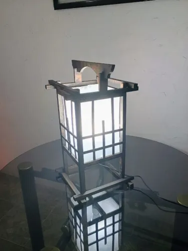 Abajur de mesa luminária oriental estilo japonês rustico 55cm altura sala quarto jardim po