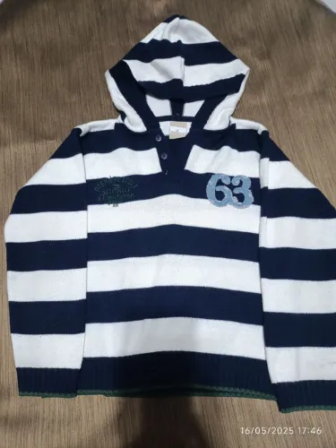 Moletom listrado com capuz Milon - Importado. Veste até 6 anos