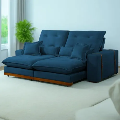 Sofá Azul Confortável e Moderno
