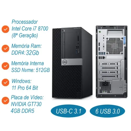 Dell Optiplex 5060 I7-8700 4.6gh Ssd 512 32gb Nvidia Gtx1050ti 4gb