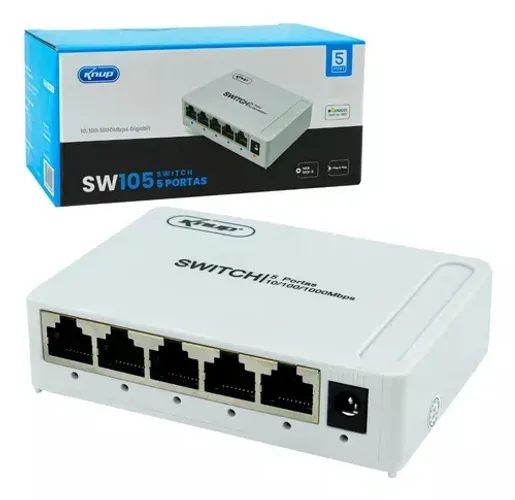 Switch 5 Portas Rj45 Gigabit Rede 10/100/1000mbps Hub Bivolt Novo